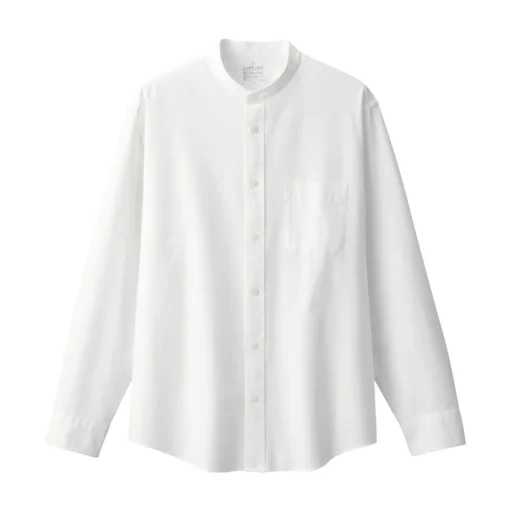 Outlet Men's Washed Oxford Stand Collar Long Sleeve Shirt Shirts & Polos
