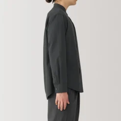 Outlet Men's Washed Oxford Stand Collar Long Sleeve Shirt Shirts & Polos