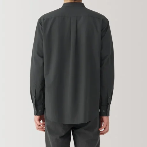 Outlet Men's Washed Oxford Stand Collar Long Sleeve Shirt Shirts & Polos