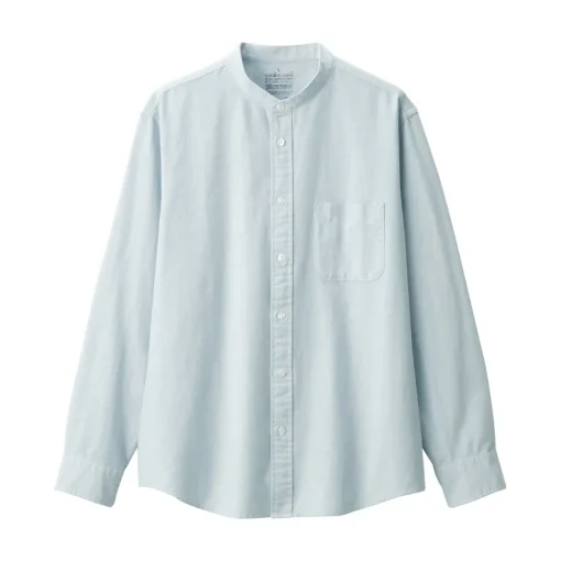 Outlet Men's Washed Oxford Stand Collar Long Sleeve Shirt Shirts & Polos