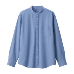 Outlet Men's Washed Oxford Stand Collar Long Sleeve Shirt Shirts & Polos