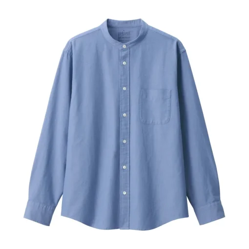 Outlet Men's Washed Oxford Stand Collar Long Sleeve Shirt Shirts & Polos