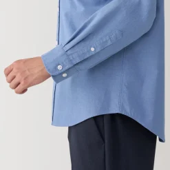 Outlet Men's Washed Oxford Stand Collar Long Sleeve Shirt Shirts & Polos
