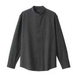 Outlet Men's Washed Oxford Stand Collar Long Sleeve Shirt Shirts & Polos