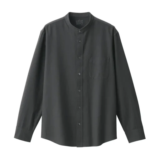 Outlet Men's Washed Oxford Stand Collar Long Sleeve Shirt Shirts & Polos