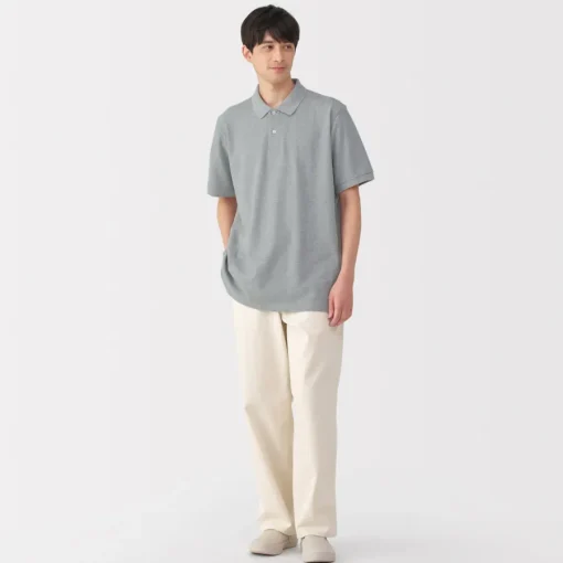 New Men's Washed Pique Short Sleeve Polo Shirt Shirts & Polos