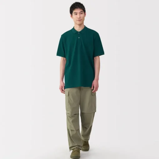 New Men's Washed Pique Short Sleeve Polo Shirt Shirts & Polos