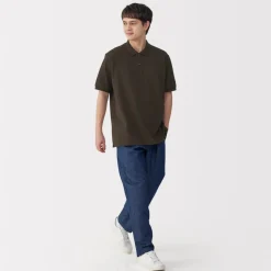 New Men's Washed Pique Short Sleeve Polo Shirt Shirts & Polos