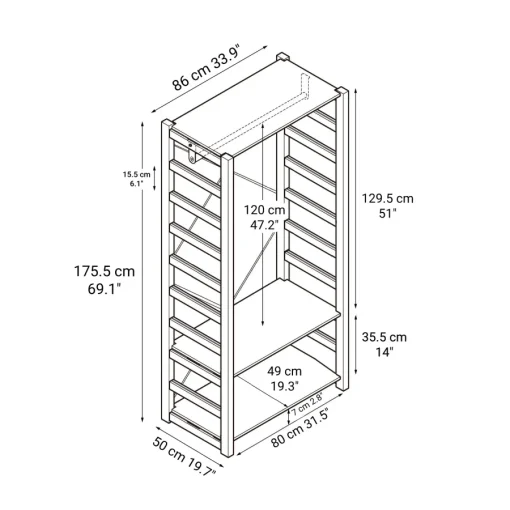 Outlet Pine Shelf Unit - Wardrobe Pine Shelving Units