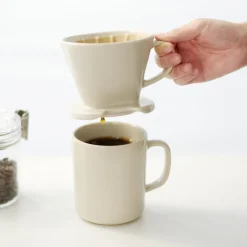 Sale Stoneware Coffee Dripper - Gray Beige Beverages