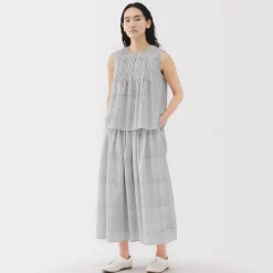 Discount Women's Block Print Gather Maxi-Skirt Women Shorts & Skirts