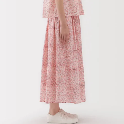 Discount Women's Block Print Gather Maxi-Skirt Women Shorts & Skirts