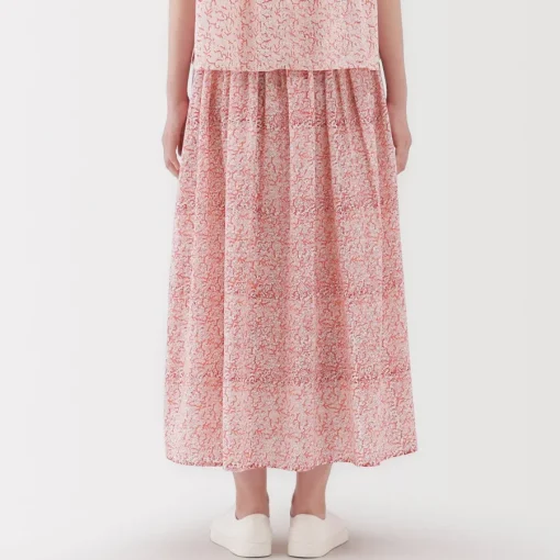 Discount Women's Block Print Gather Maxi-Skirt Women Shorts & Skirts