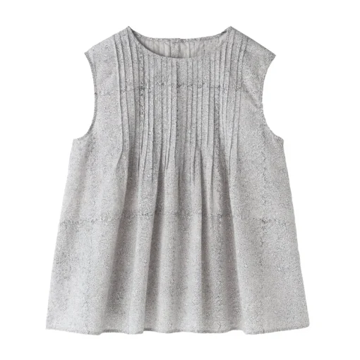 New Women's Block Print Sleeveless Blouse Women Tops & Shirts