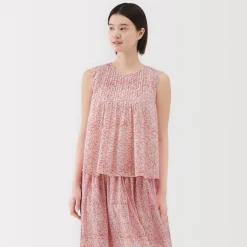 New Women's Block Print Sleeveless Blouse Women Tops & Shirts