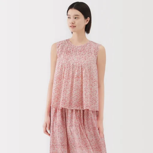 New Women's Block Print Sleeveless Blouse Women Tops & Shirts