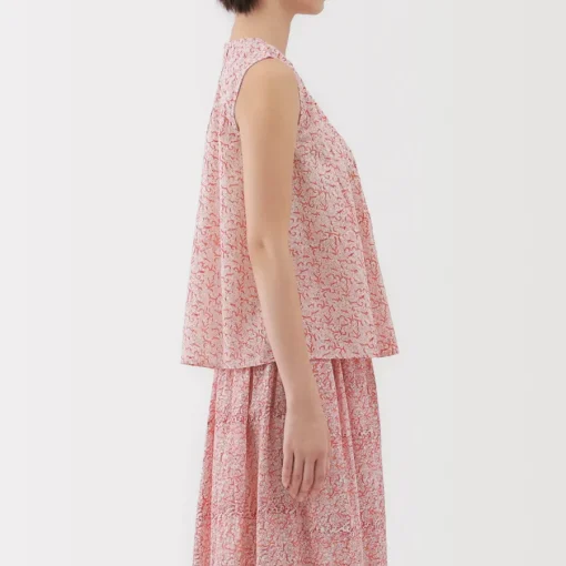 New Women's Block Print Sleeveless Blouse Women Tops & Shirts