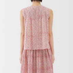New Women's Block Print Sleeveless Blouse Women Tops & Shirts
