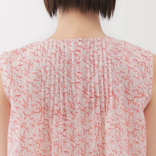 New Women's Block Print Sleeveless Blouse Women Tops & Shirts