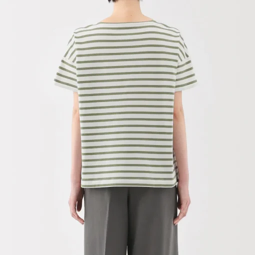 Hot Women's Boat Neck Short Sleeve Striped T-Shirt Women T-Shirts