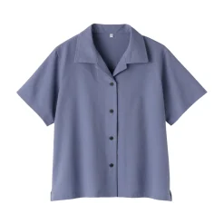 Sale Women's Breathable Seersucker Open Collar Short Sleeve Shirt Women Tops & Shirts