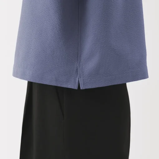 Sale Women's Breathable Seersucker Open Collar Short Sleeve Shirt Women Tops & Shirts