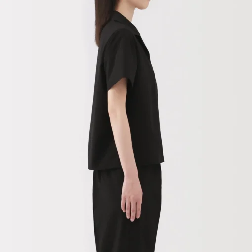 Sale Women's Breathable Seersucker Open Collar Short Sleeve Shirt Women Tops & Shirts