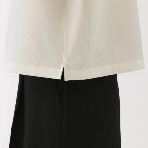 Sale Women's Breathable Seersucker Open Collar Short Sleeve Shirt Women Tops & Shirts