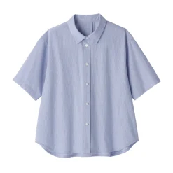 Sale Women's Cool Touch Regular Collar Short Sleeve Striped Shirt Women Tops & Shirts
