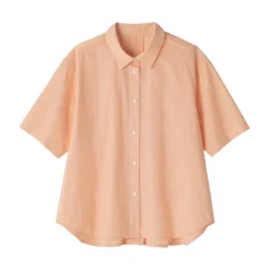 Sale Women's Cool Touch Regular Collar Short Sleeve Striped Shirt Women Tops & Shirts