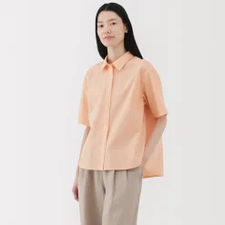 Sale Women's Cool Touch Regular Collar Short Sleeve Striped Shirt Women Tops & Shirts