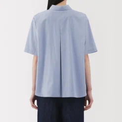 Sale Women's Cool Touch Regular Collar Short Sleeve Striped Shirt Women Tops & Shirts