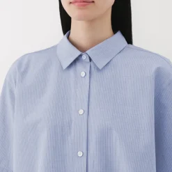 Sale Women's Cool Touch Regular Collar Short Sleeve Striped Shirt Women Tops & Shirts