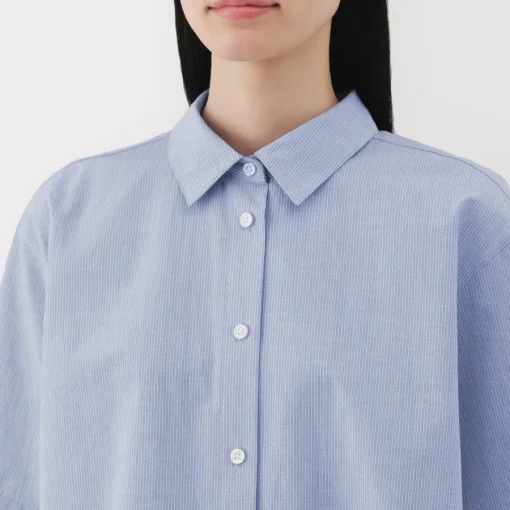 Sale Women's Cool Touch Regular Collar Short Sleeve Striped Shirt Women Tops & Shirts