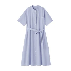 Clearance Women's Cool Touch Short Sleeve Striped Shirt Dress Women Dresses