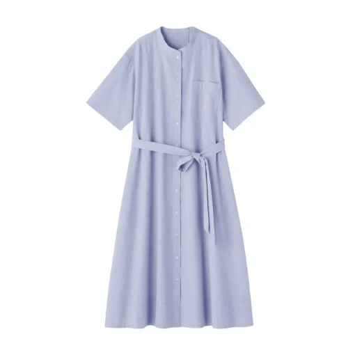 Clearance Women's Cool Touch Short Sleeve Striped Shirt Dress Women Dresses