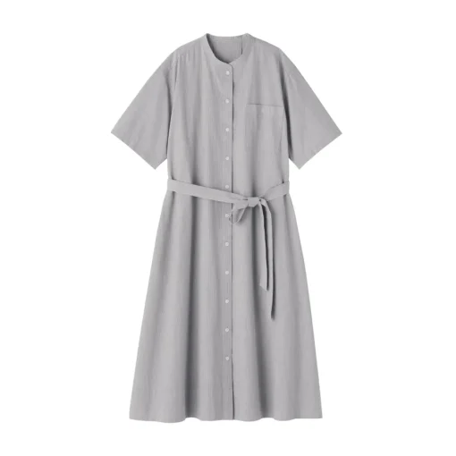 Clearance Women's Cool Touch Short Sleeve Striped Shirt Dress Women Dresses