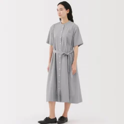 Clearance Women's Cool Touch Short Sleeve Striped Shirt Dress Women Dresses