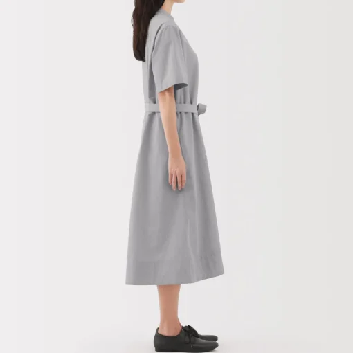 Clearance Women's Cool Touch Short Sleeve Striped Shirt Dress Women Dresses
