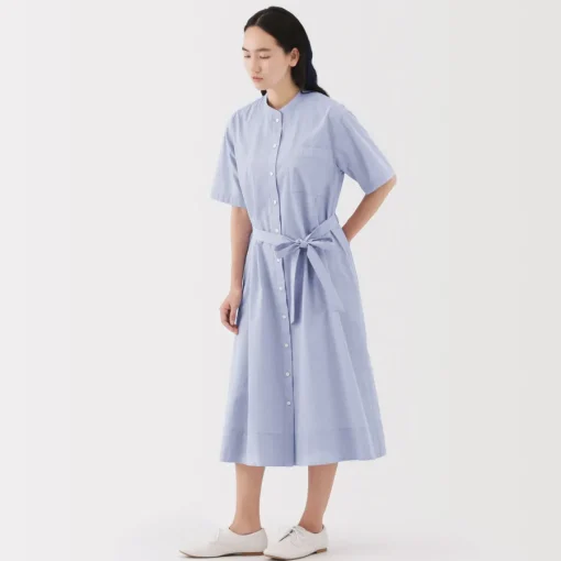 Clearance Women's Cool Touch Short Sleeve Striped Shirt Dress Women Dresses