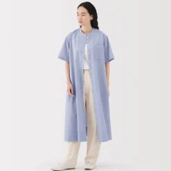Clearance Women's Cool Touch Short Sleeve Striped Shirt Dress Women Dresses