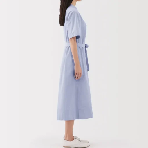 Clearance Women's Cool Touch Short Sleeve Striped Shirt Dress Women Dresses