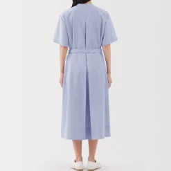 Clearance Women's Cool Touch Short Sleeve Striped Shirt Dress Women Dresses