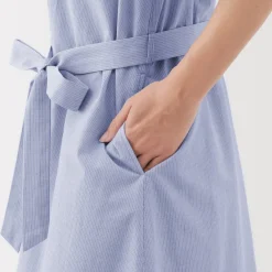 Clearance Women's Cool Touch Short Sleeve Striped Shirt Dress Women Dresses