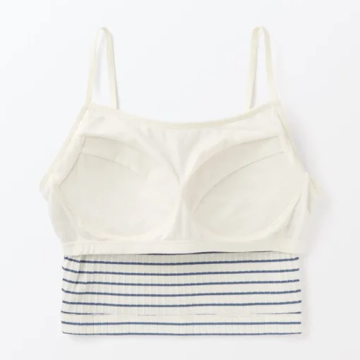 Sale Women's Cotton Stretch Ribbed Cropped Bra Striped Camisole Women Bras & Underwear