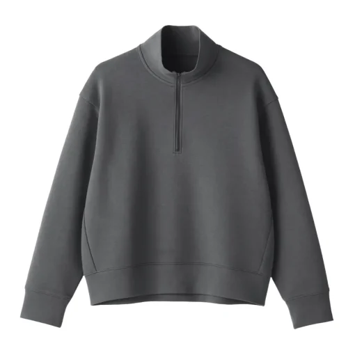 Sale Women's Double Knitted Half Zip Sweatshirt Women Hoodies & Sweatshirts