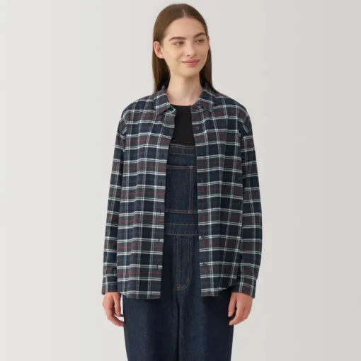Fashion Women's Flannel Regular Collar Long Sleeve Patterned Shirt Women Tops & Shirts