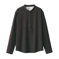 Online Women's Flannel Stand Collar Long Sleeve Patterned Blouse Women Tops & Shirts