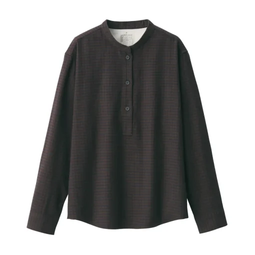 Online Women's Flannel Stand Collar Long Sleeve Patterned Blouse Women Tops & Shirts