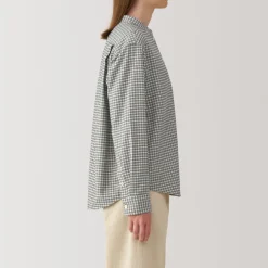 Online Women's Flannel Stand Collar Long Sleeve Patterned Blouse Women Tops & Shirts